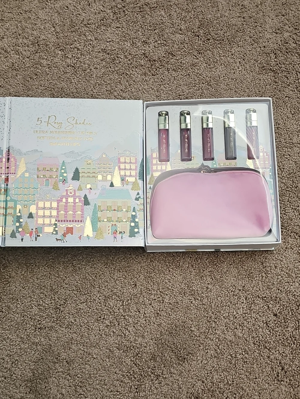 Holiday Lip Oil Mini Set with Pink Pouch